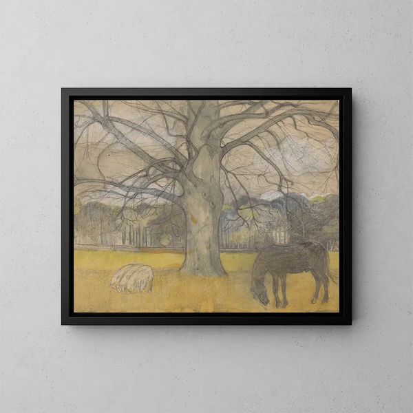 Kale buisson sur une prairie avec des moutons et un cheval - Richard Nicolas Roland Holst — gerahmtes Bild an der Wand
