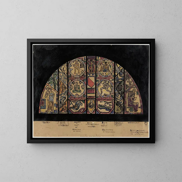 Projekt eines Buntglasfensters für die Post in Utrecht - Richard Nicolas Roland Holst — gerahmtes Bild an der Wand
