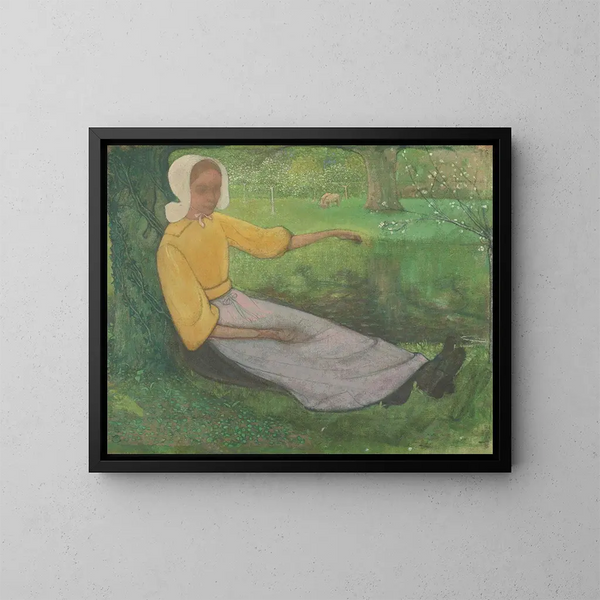 Frau von Huizen sitzend unter einem Baum - Richard Nicolas Roland Holst — gerahmtes Bild an der Wand