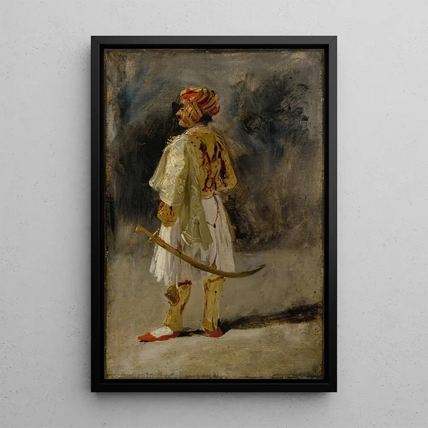 Der Graf von Palatino in Palikar-Kostüm - Richard Parkes Bonington — gerahmtes Bild an der Wand