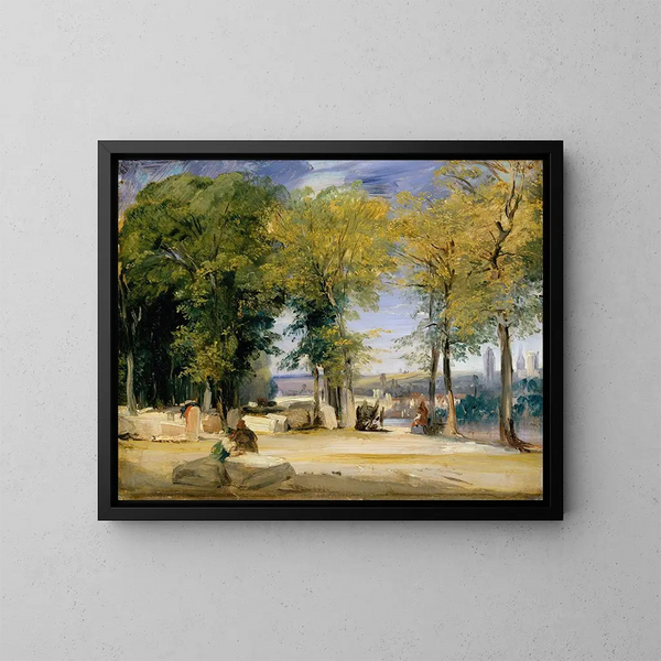 Ansicht in der Nähe von Rouen - Richard Parkes Bonington — gerahmtes Bild an der Wand