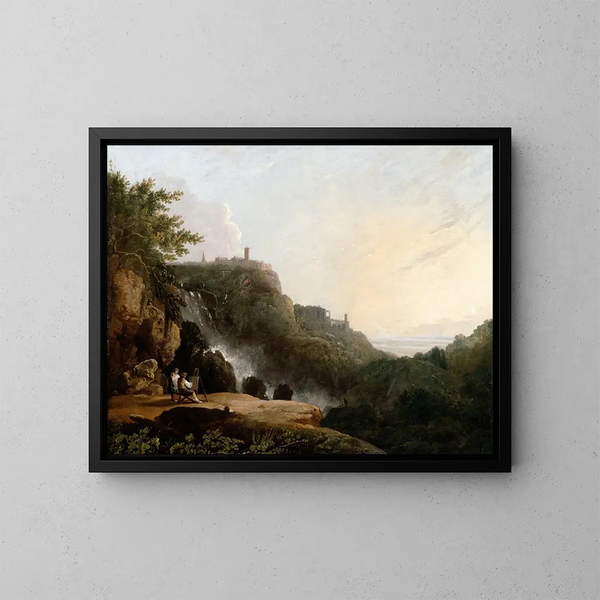 Ansicht von Tivoli, die Cascatelles und die Villa de Mécène - Richard Wilson — gerahmtes Bild an der Wand