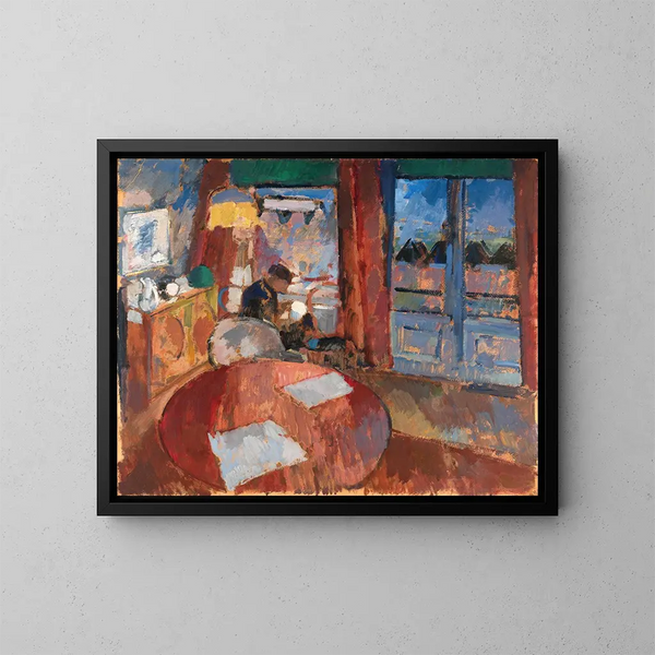 Innenraum mit Stickerei - Rik Wouters — gerahmtes Bild an der Wand