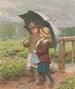 Zwei Mädchen unter einem Regenschirm - Robert Barnes — Ansicht des Kunstwerks
