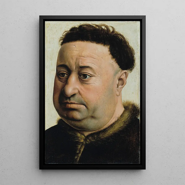 Portrait eines korpulenten Mannes - Robert Campin — gerahmtes Bild an der Wand