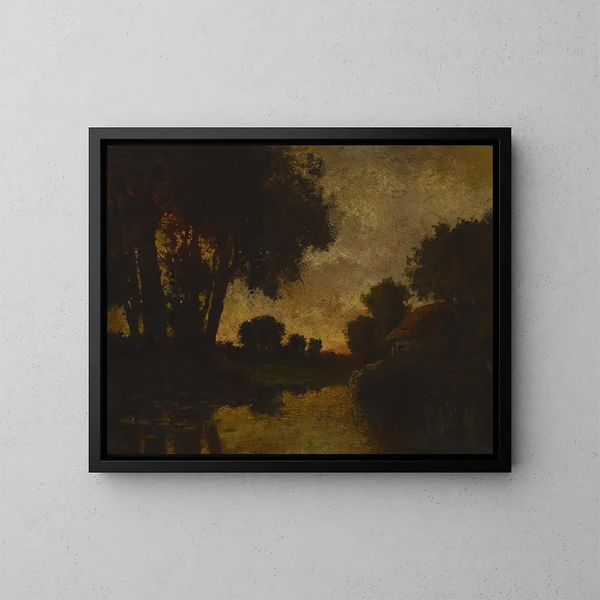 Fluss bei Sonnenuntergang - Robert Crannell Minor — gerahmtes Bild an der Wand