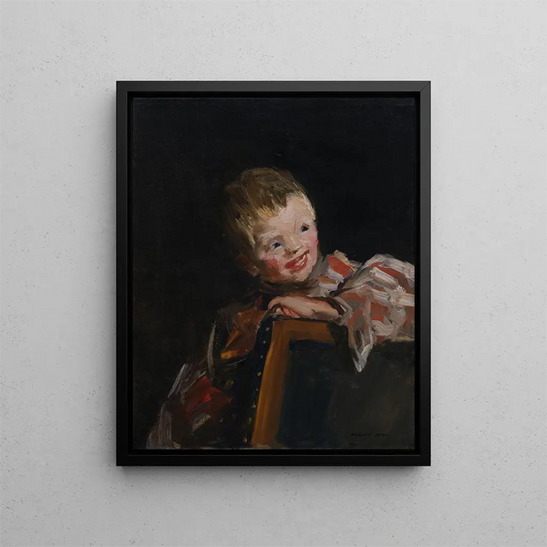 Cory Cori blickt über die Rückenlehne eines Stuhls - Robert Henri — gerahmtes Bild an der Wand