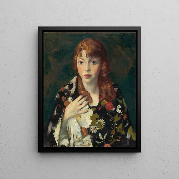 Edna Smith in einem japanischen Wrap - Robert Henri — gerahmtes Bild an der Wand