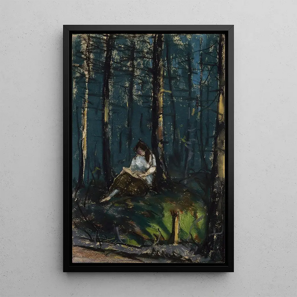 Der Leser im Wald - Robert Henri — gerahmtes Bild an der Wand