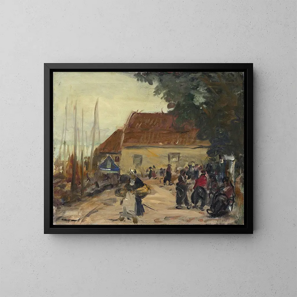 Straßenszene in Volendam - Robert Henri — gerahmtes Bild an der Wand