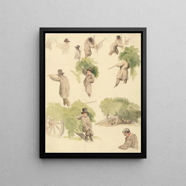 Charrettes à houblon et autres études - Robert Hills — gerahmtes Bild an der Wand
