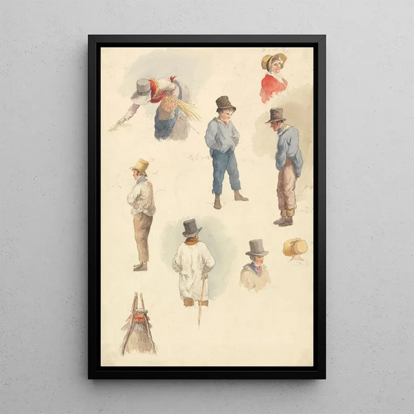 Arbeiter in der Landwirtschaft und andere Studien - Robert Hills — gerahmtes Bild an der Wand