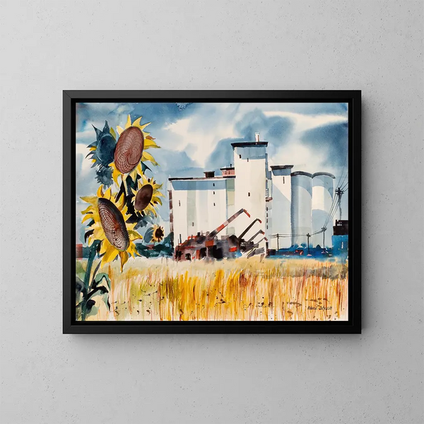 Kansas-Getreideheber-Gemälde - Robert Johnson — gerahmtes Bild an der Wand