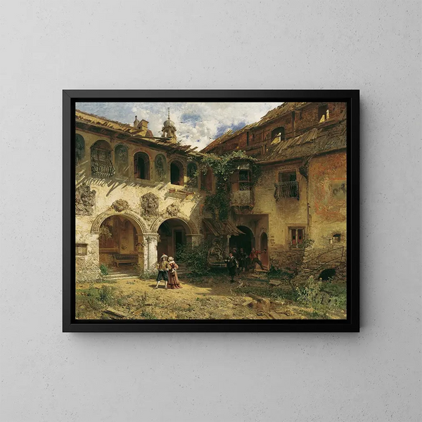Hof der Frstenburg in Burgeis - Robert Russ — gerahmtes Bild an der Wand