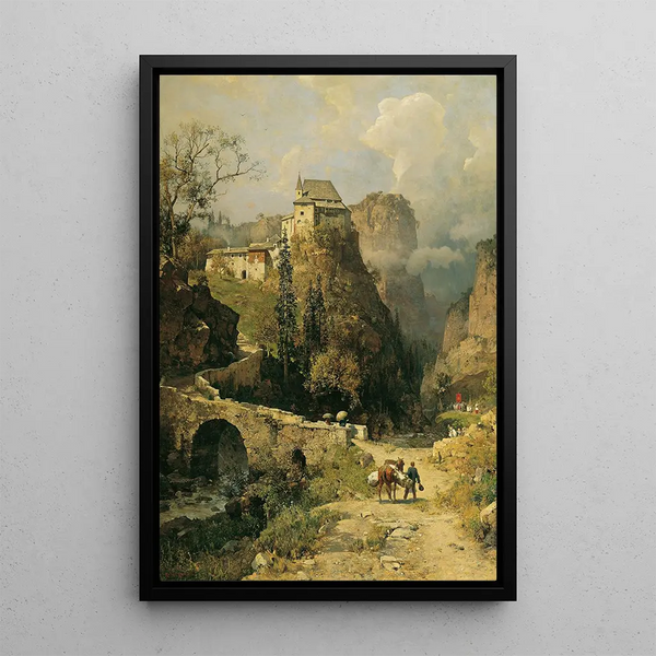 Gorge und Einsiedelei San Romedio bei Val di Non - Robert Russ — gerahmtes Bild an der Wand