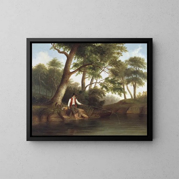 Mann beim Angeln - Robert S. Duncanson — gerahmtes Bild an der Wand