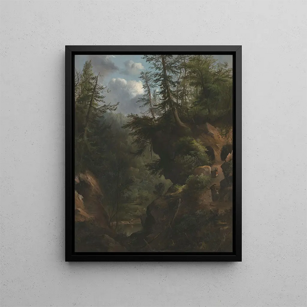 Les grottes - Robert S. Duncanson — gerahmtes Bild an der Wand