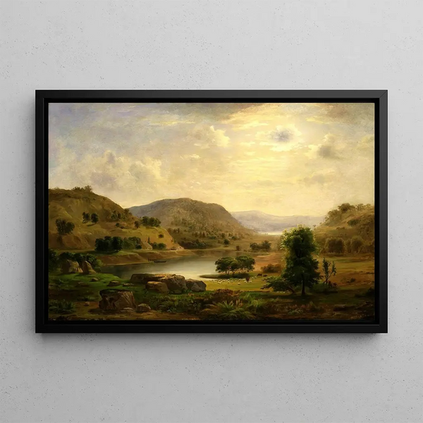 Weide im Tal - Robert S. Duncanson — gerahmtes Bild an der Wand