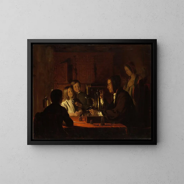 Le microscope - Robert Walter Weir — gerahmtes Bild an der Wand