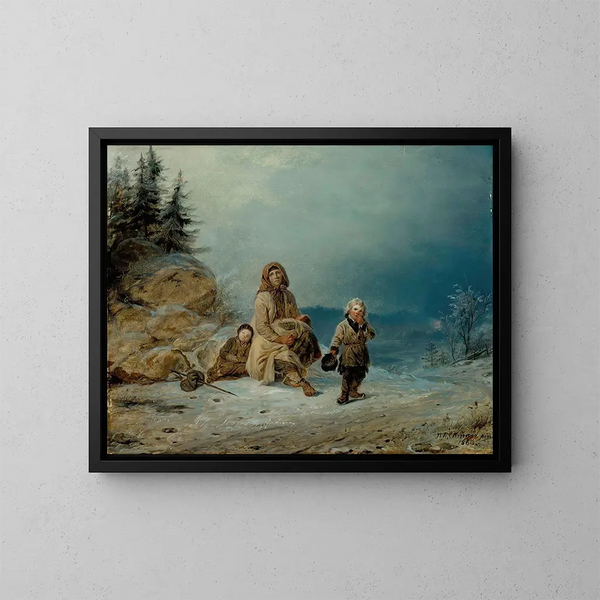 Familie von Bettlern auf der Straße - Robert Wilhelm Ekman — gerahmtes Bild an der Wand