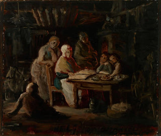 Robert Wilhelm Ekman - Sunday Night At Grandmas Grandmothers Birthday Sketch.webp