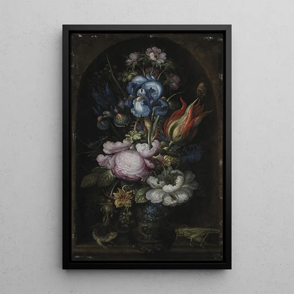 Blumenstrauß in einer Steinnische - Roelant Savery — gerahmtes Bild an der Wand