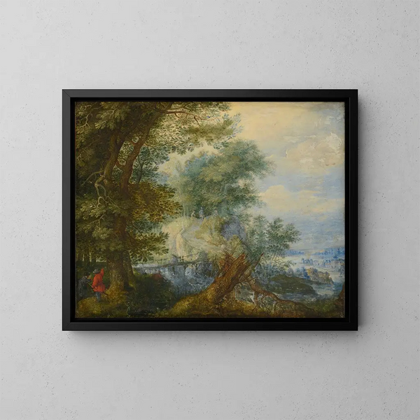 Landschaft mit Jägern - Roelant Savery — gerahmtes Bild an der Wand