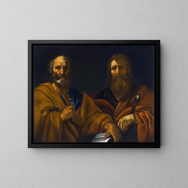 Heilige Petrus und Paulus - Schule von Rom — gerahmtes Bild an der Wand