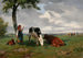 Bergère und zwei Kühe auf einer Wiese - Rosa Bonheur — Ansicht des Kunstwerks