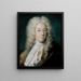 Ein Gentleman in einem Mantel mit goldenen Mustern und einem violett-braunen Umhang - Rosalba Carriera — gerahmtes Bild an der Wand