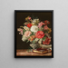 Ein Blumenstrauß mit Kamelien in einer Silberschale - Rosalia Amon — gerahmtes Bild an der Wand