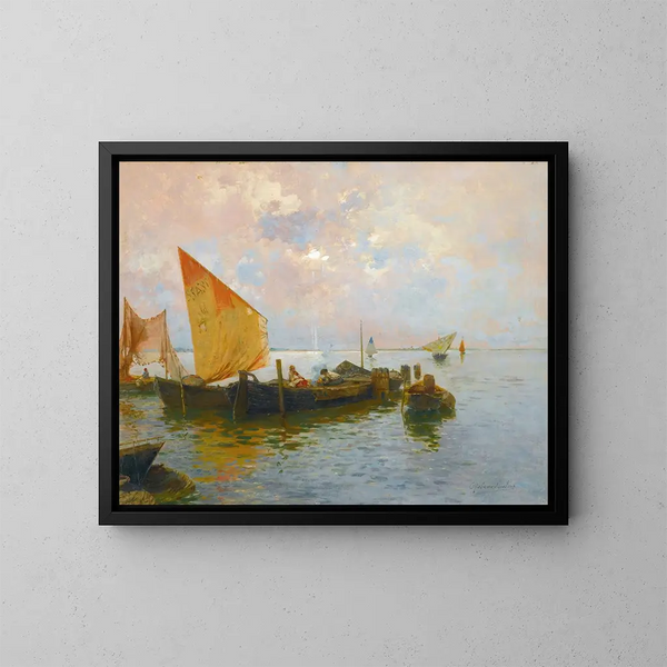 Bateaux à voile sur le lagon de Venise - Rubens Santoro — gerahmtes Bild an der Wand