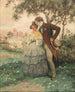 Krestepar unter einem Baum, im Hintergrund die Stadt Dürnstein - Rudolf Alfred Höger — Ansicht des Kunstwerks