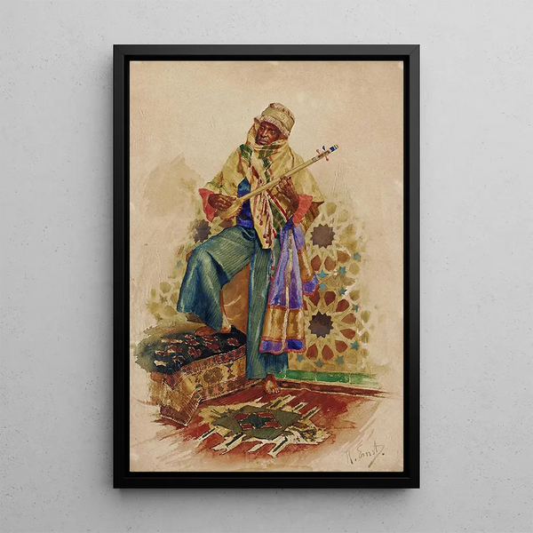 Ein arabischer Musiker - Rudolf Ernst — gerahmtes Bild an der Wand