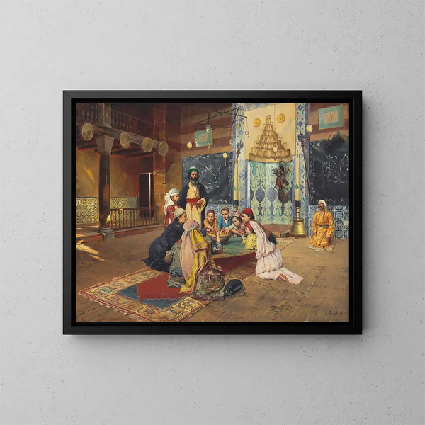 La Charité chez les derviches de Scutari - Rudolf Ernst — gerahmtes Bild an der Wand