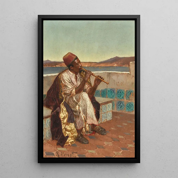 Musiker auf der Terrasse - Rudolf Ernst — gerahmtes Bild an der Wand