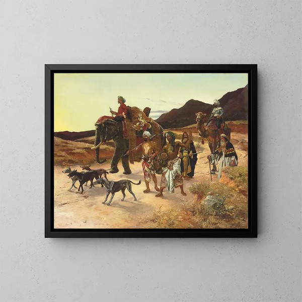 Die Jagd auf den Tiger - Rudolf Ernst — gerahmtes Bild an der Wand