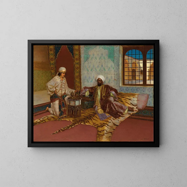 Der Wasserpfeifenraucher - Rudolf Ernst — gerahmtes Bild an der Wand