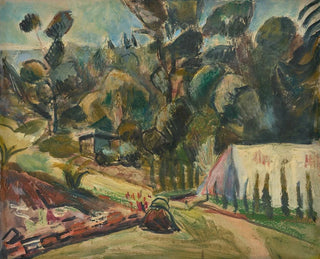 Rudolf Grossmann - Landschaft mit Zelt.webp