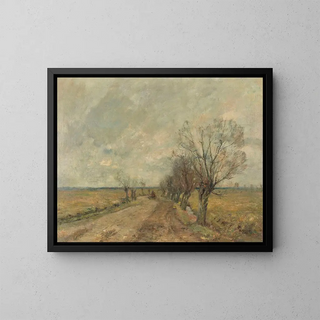 Rudolf Hckner - Marschlandschaft mit Weidenallee und Reiter.webp