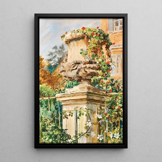 Rudolf Konopa - Garden fence with stone vase.webp