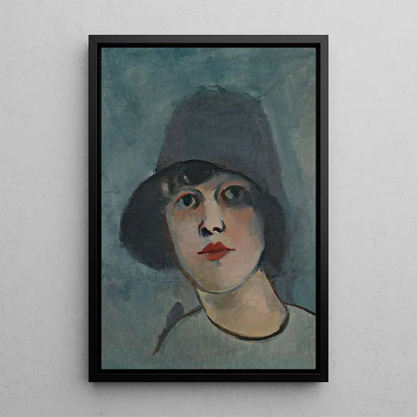 Portrait einer Dame mit Hut - Rudolf Kremlička — gerahmtes Bild an der Wand