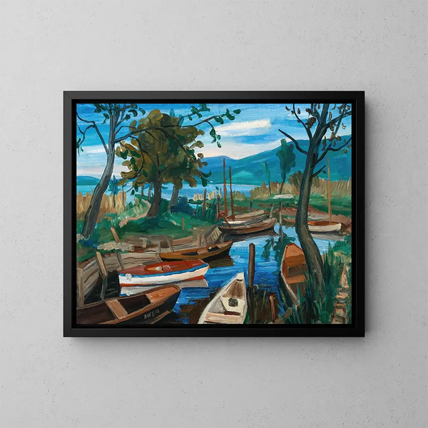 Landschaft des Bodensees - Rudolf Wacker — gerahmtes Bild an der Wand