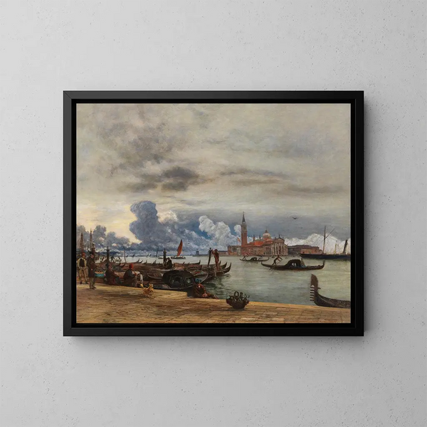 Ansicht von San Giorgio Maggiore vom Molo in Venedig - Rudolf von Alt — gerahmtes Bild an der Wand