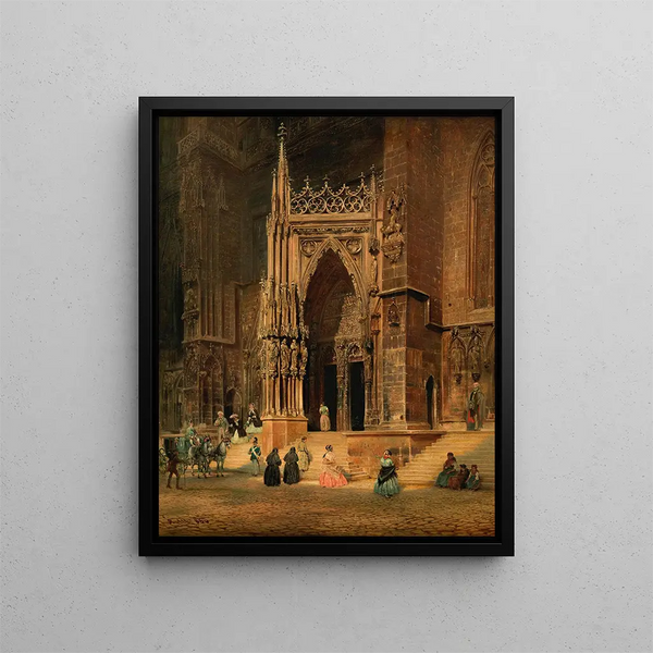 Das Portal des Rathauses von Regensburg - Rudolf von Alt — gerahmtes Bild an der Wand