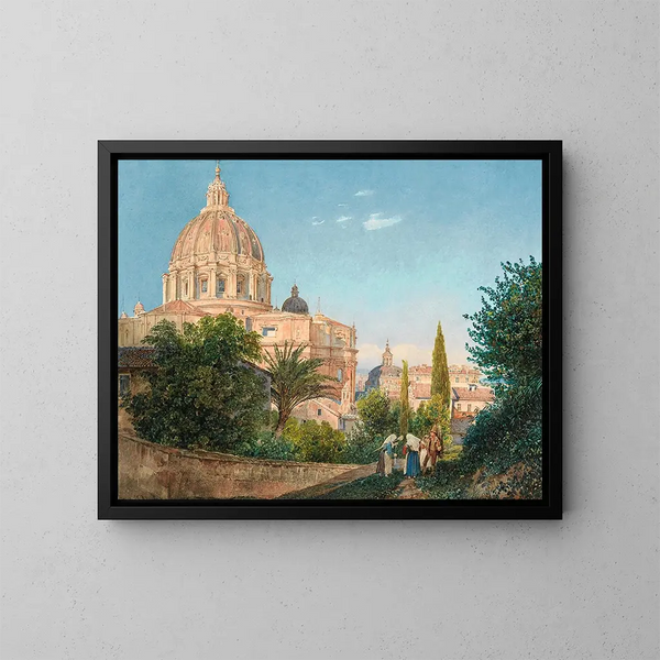 Saint-Pierre depuis le jardin du Vatican - Rudolf von Alt — gerahmtes Bild an der Wand