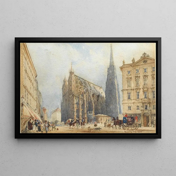 Stephansplatz - Rudolf von Alt — gerahmtes Bild an der Wand