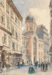 Der Fleischmarkt in Wien mit der griechisch-orthodoxen Kirche der Heiligen Dreifaltigkeit - Rudolf von Alt — Ansicht des Kunstwerks