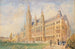 L'Hotel de Ville von Wien und der Rathausplatz mit Figuren - Rudolf von Alt — Ansicht des Kunstwerks