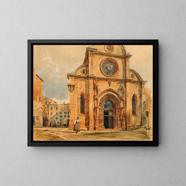 Die Kathedrale von Sibenik in Dalmatien - Rudolf von Alt — gerahmtes Bild an der Wand